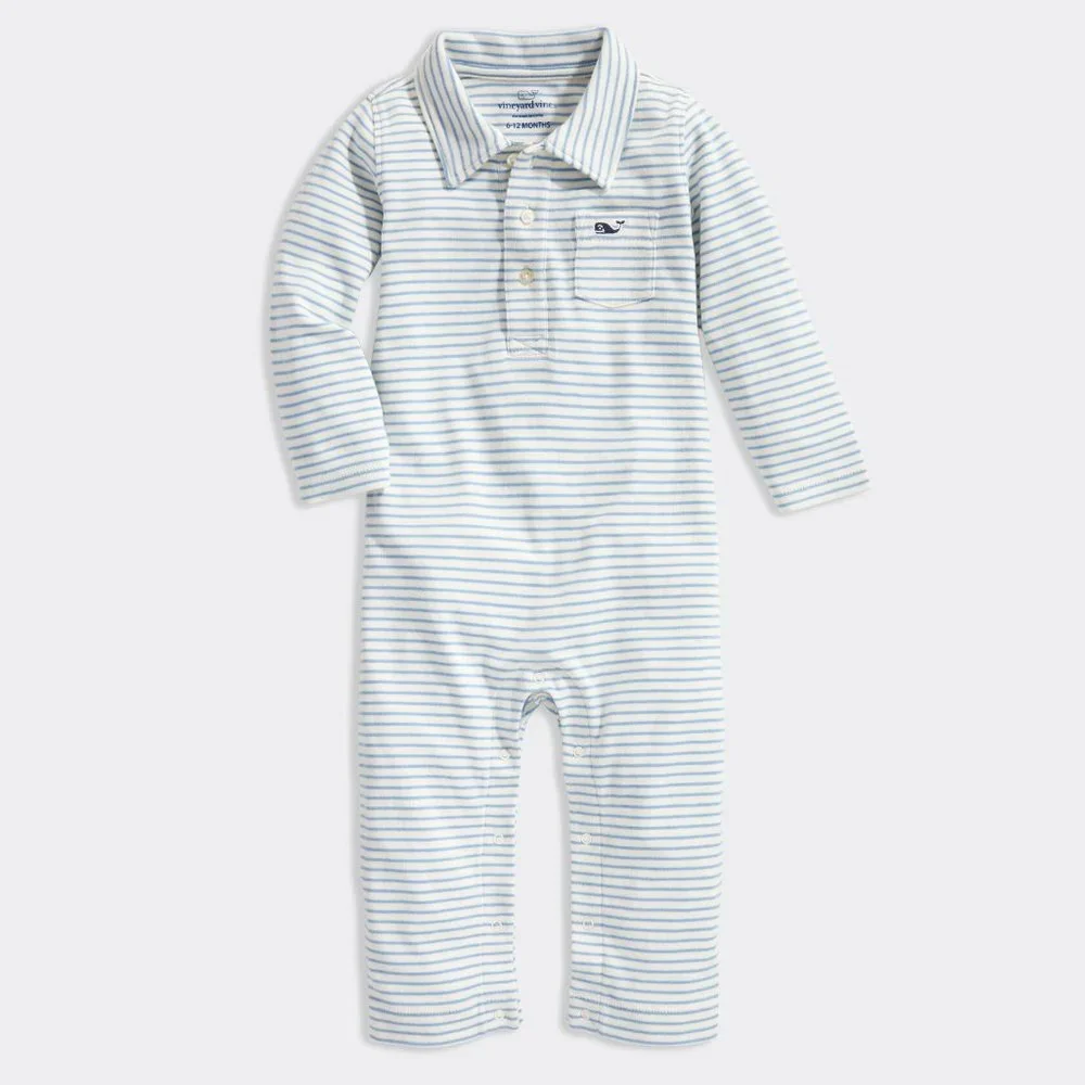 NWT Vineyard Vines Baby Boy Polo Long All Dockside Blue 6-12M - Picture 1 of 6